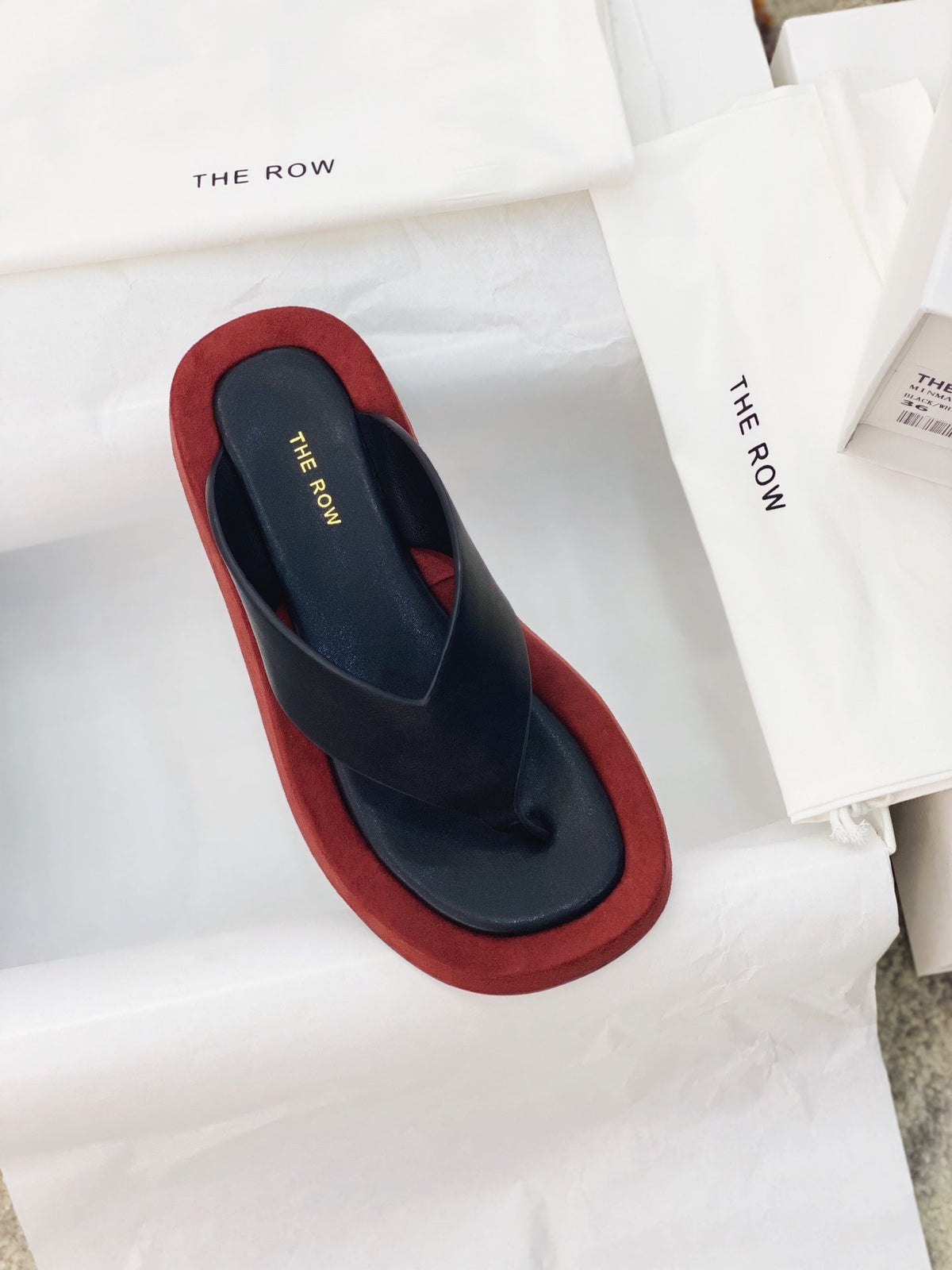The Row 26s Ginza Sandals Black Bordeaux Smooth Leather 156122