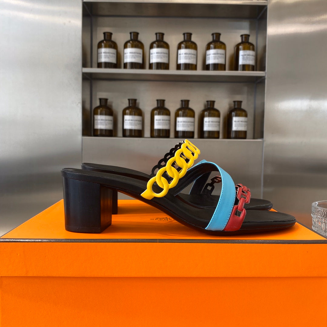 HM Amalfi Sandals 55mm Black Multicolor Sheepskin 546262