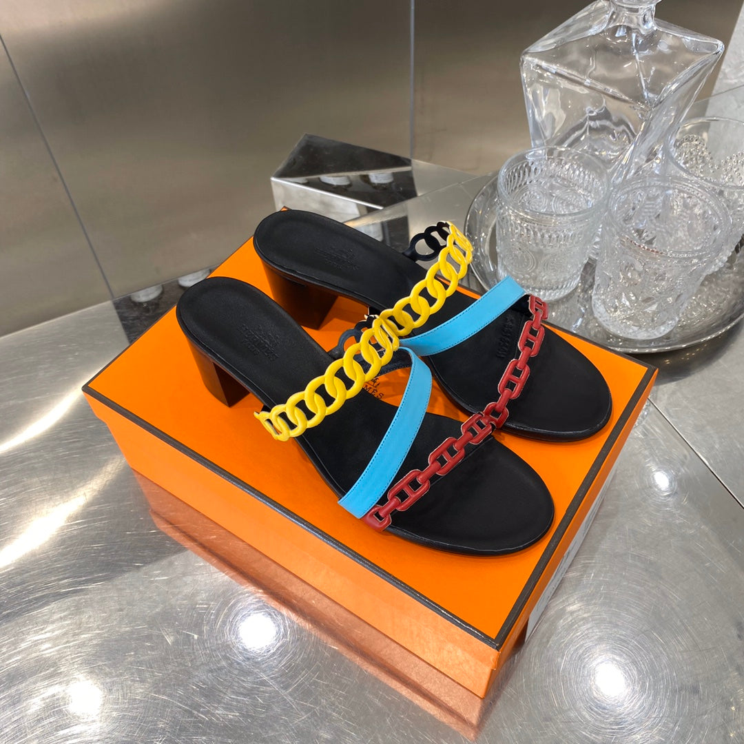 HM Amalfi Sandals 55mm Black Multicolor Sheepskin 546262