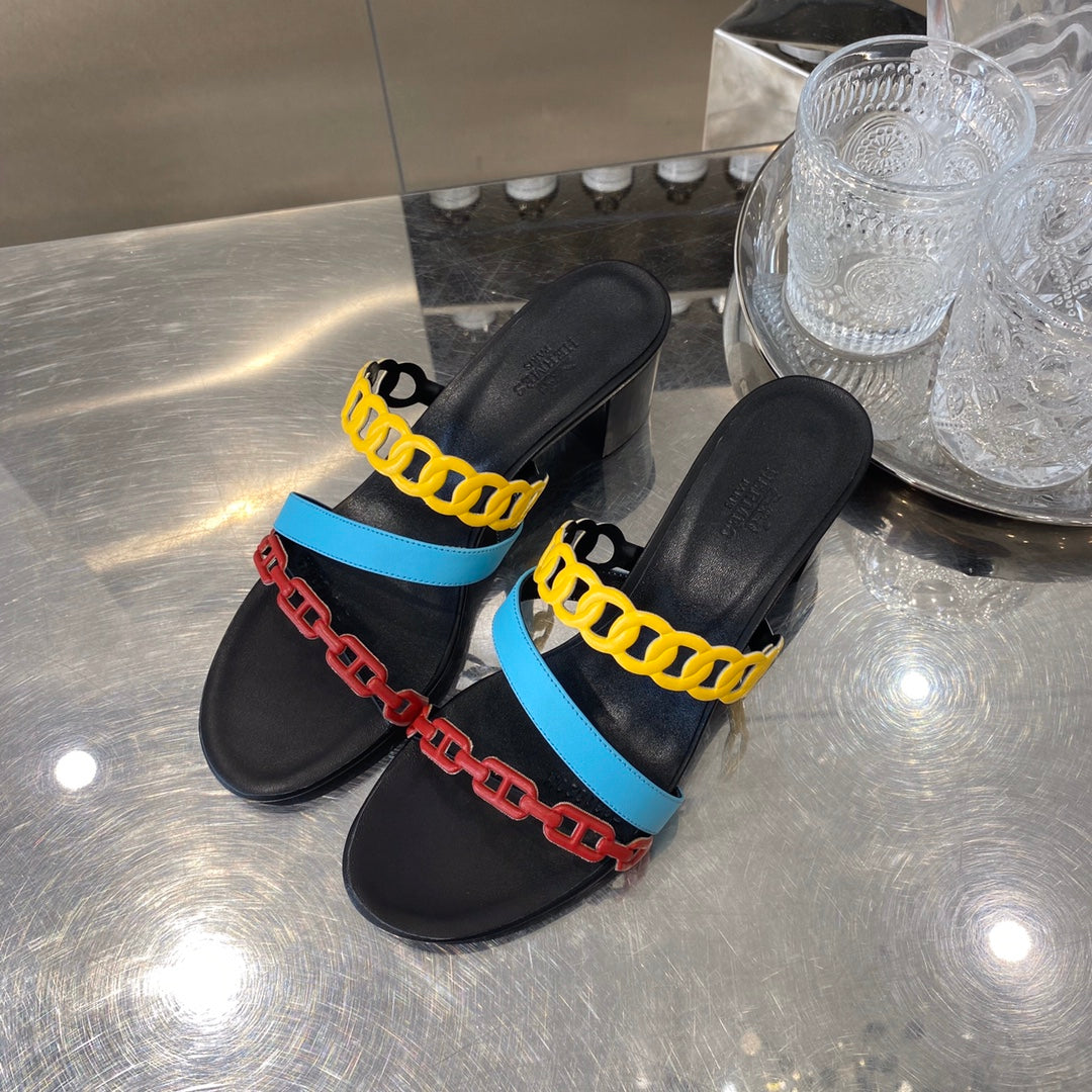 HM Amalfi Sandals 55mm Black Multicolor Sheepskin 546262