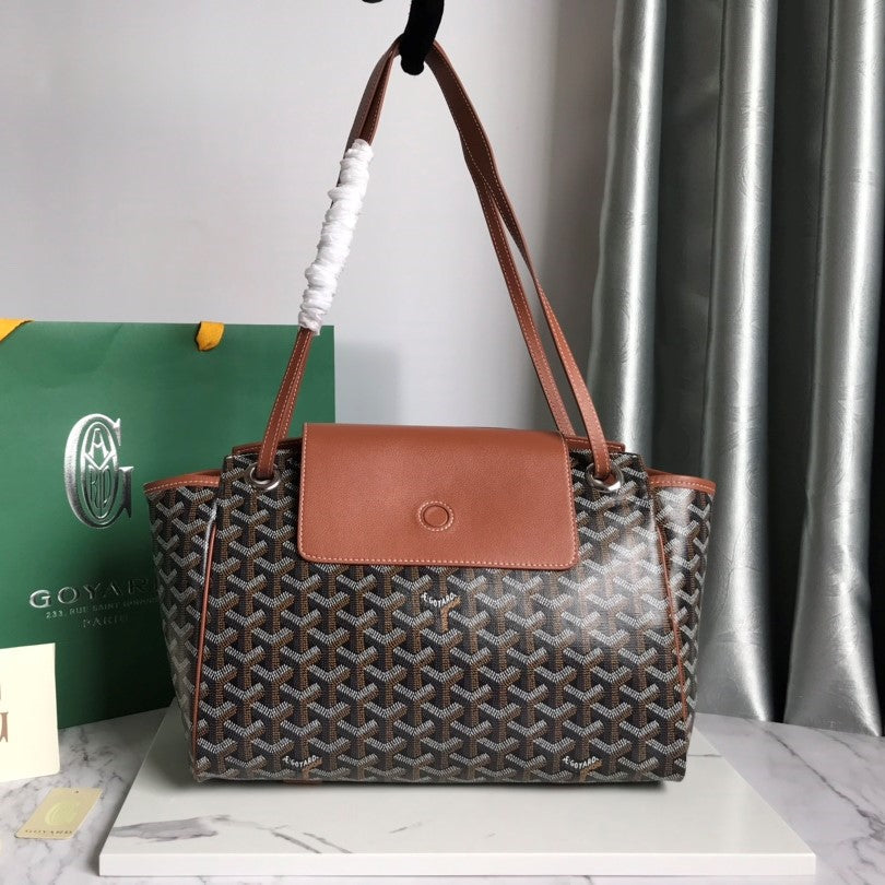 Goyard Rouette Souple Bag 31cm Black Tan Canvas & Calfskin
