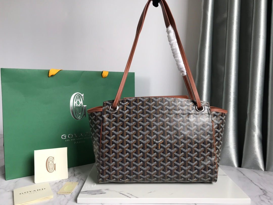 Goyard Rouette Souple Bag 31cm Black Tan Canvas & Calfskin