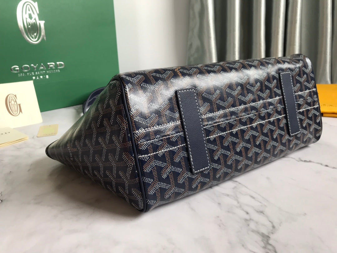 Goyard Rouette Souple Bag 31cm Navy Blue Canvas & Calfskin