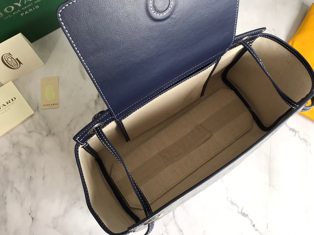 Goyard Rouette Souple Bag 31cm Navy Blue Canvas & Calfskin