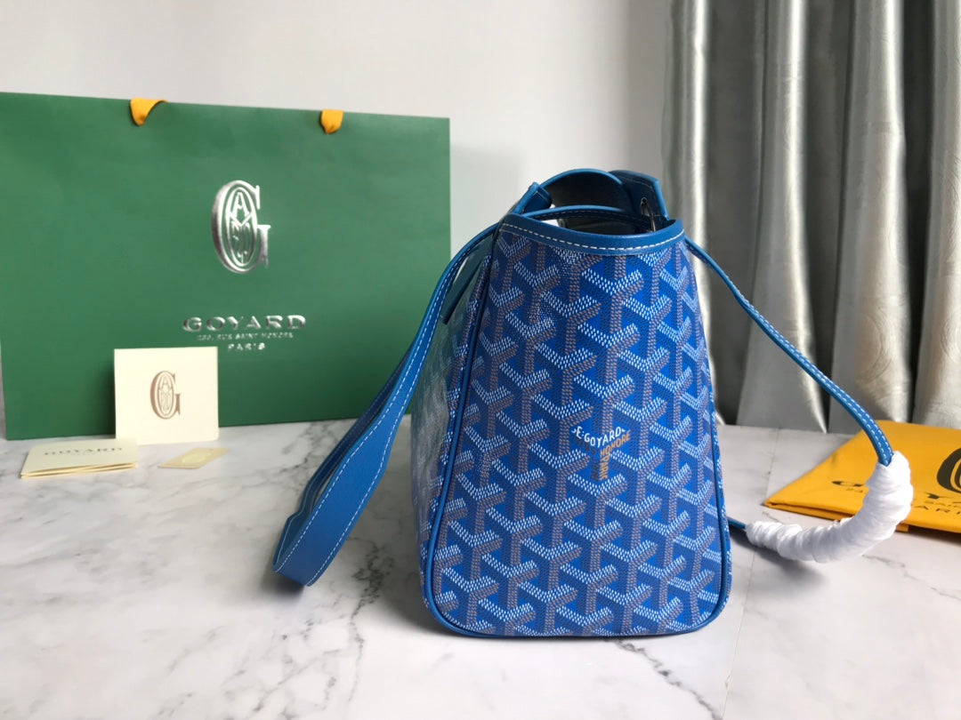 Goyard Rouette Souple Bag 31cm Blue Canvas & Calfskin