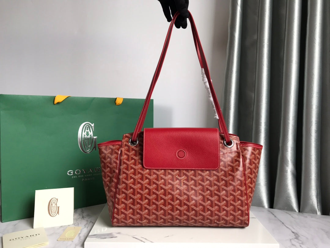 Goyard Rouette Souple Bag 31cm Burgundy Canvas & Calfskin