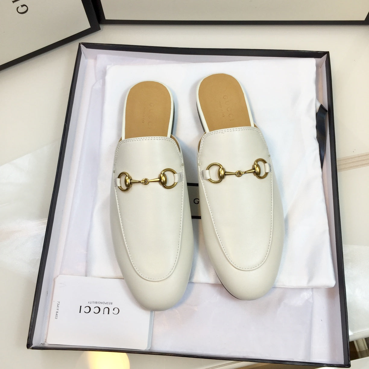 GG SLIPPER PRINCETOWN WHITE CALFSKIN