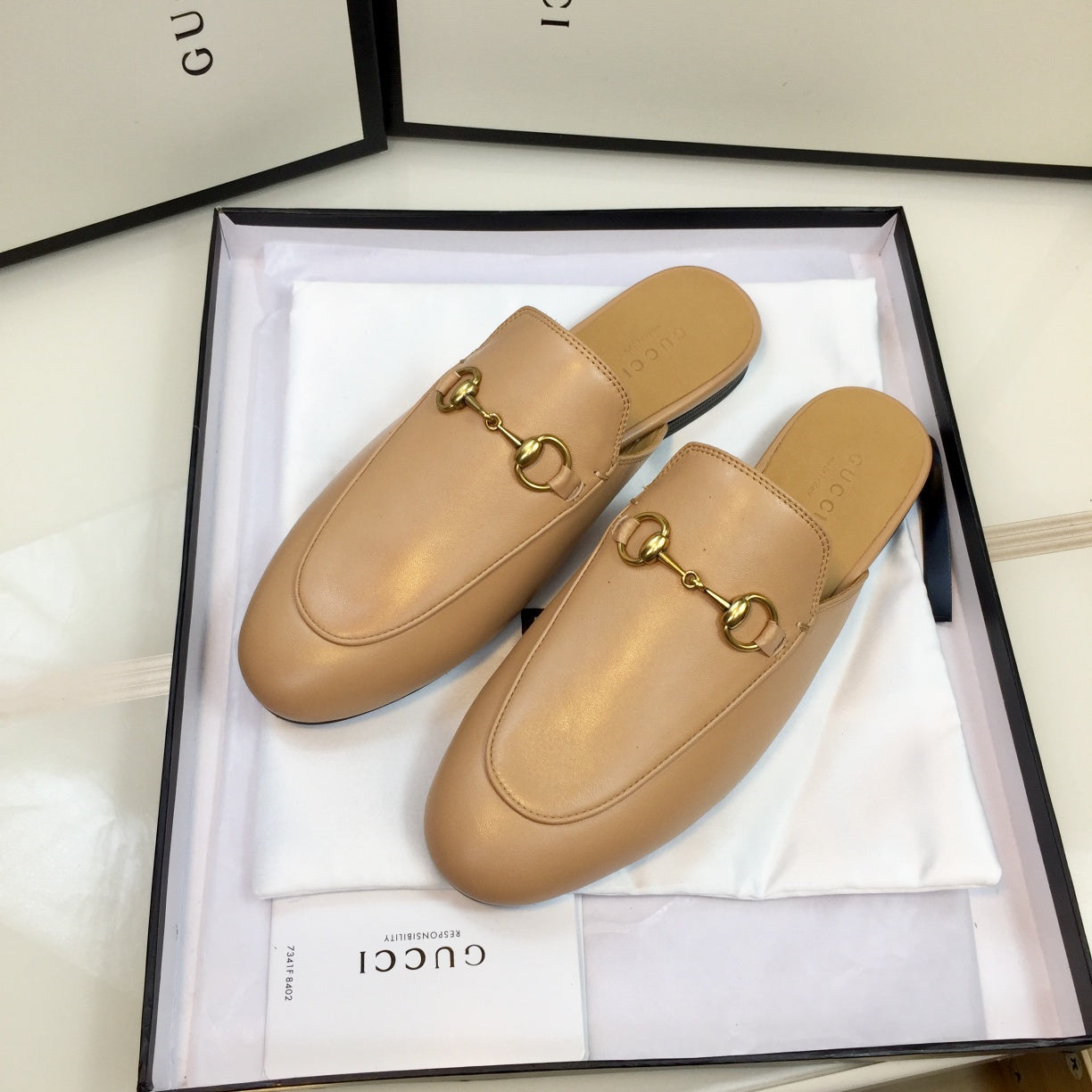 GG SLIPPER PRINCETOWN BEIGE CALFSKIN