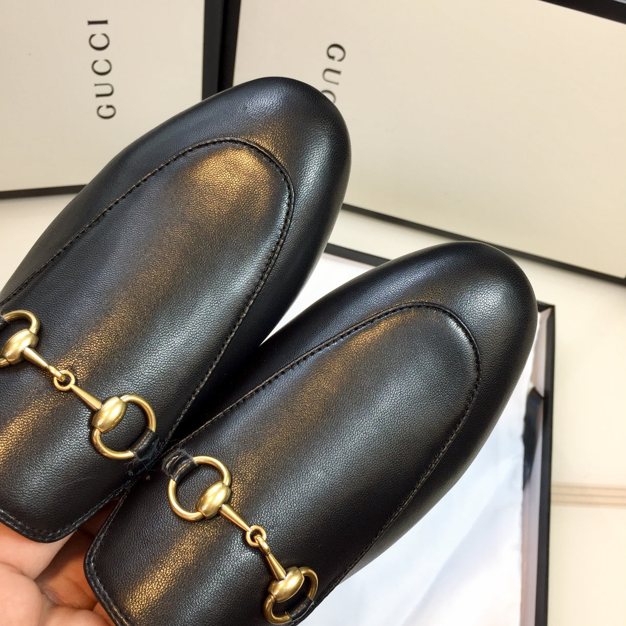 GG SLIPPER PRINCETOWN BLACK CALFSKIN