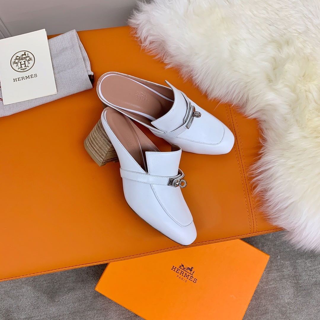 HM Blossom Mule 65mm Off White Sheepskin 546302