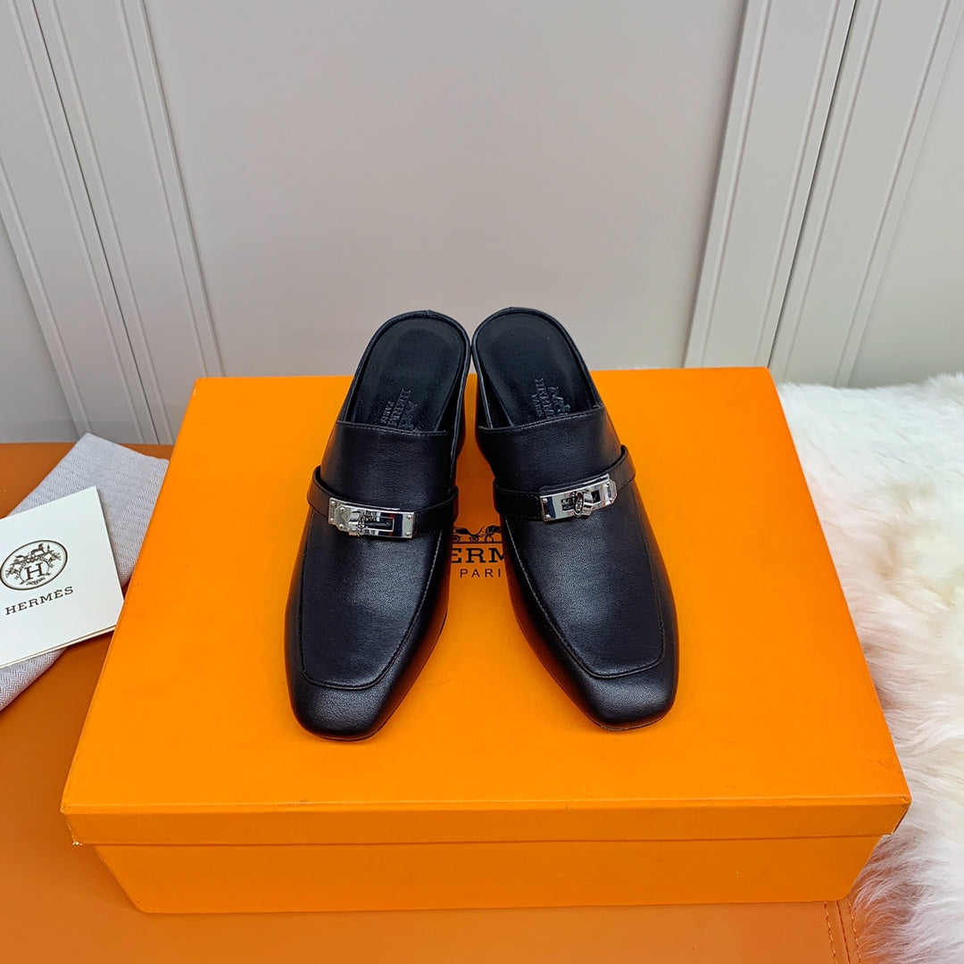 HM Blossom Mule 65mm Black Sheepskin 546303