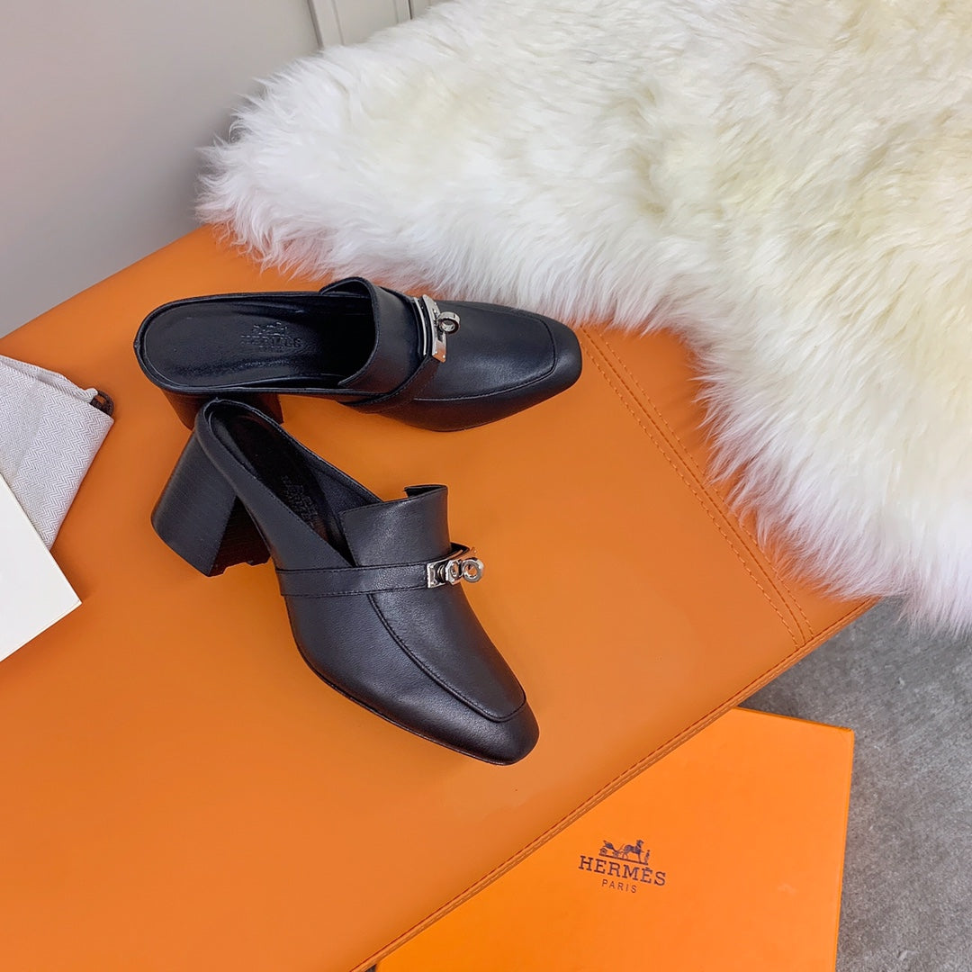 HM Blossom Mule 65mm Black Sheepskin 546303