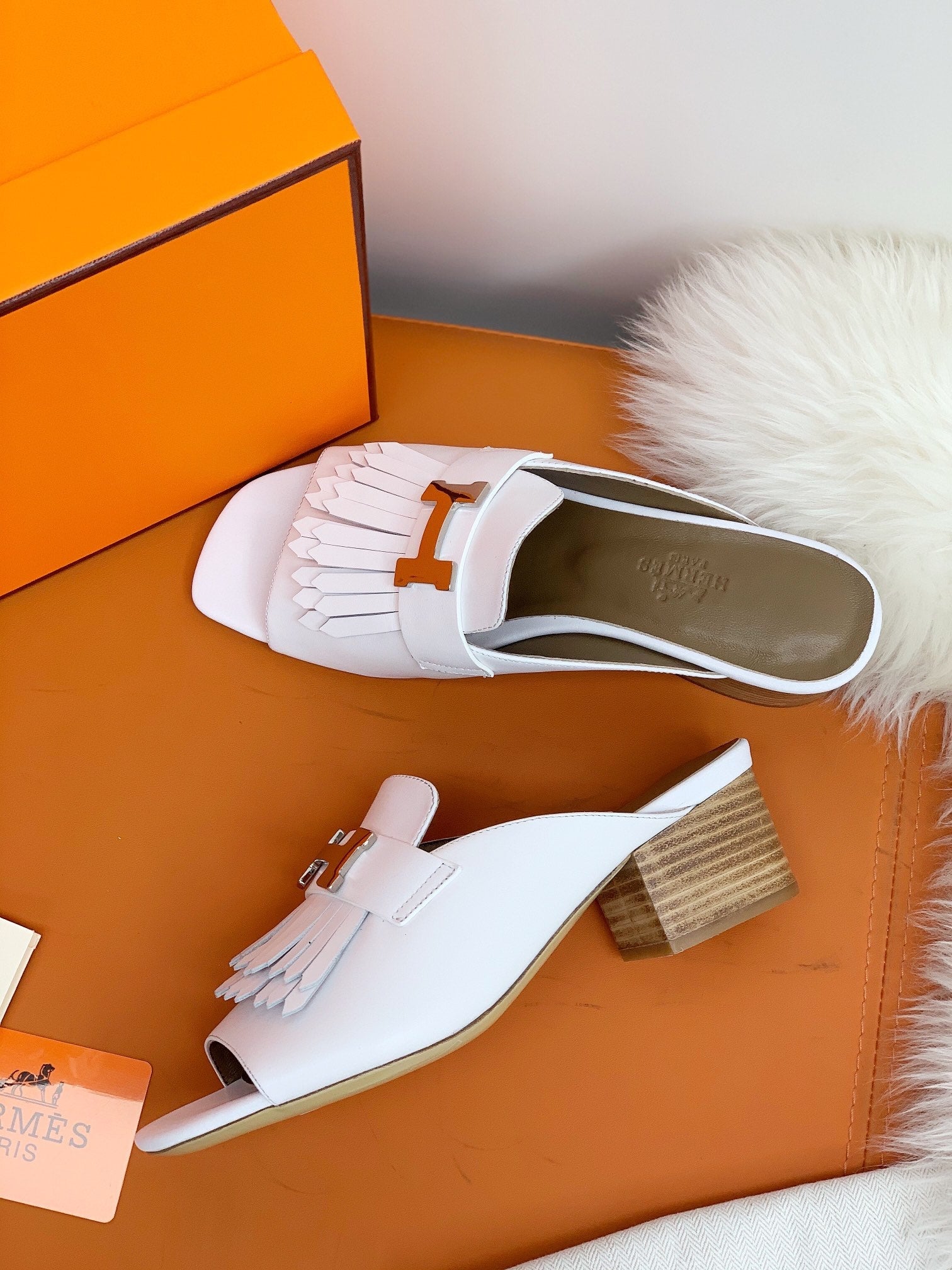 HM Alma Sandals 45mm Brown White Cowhide 546345