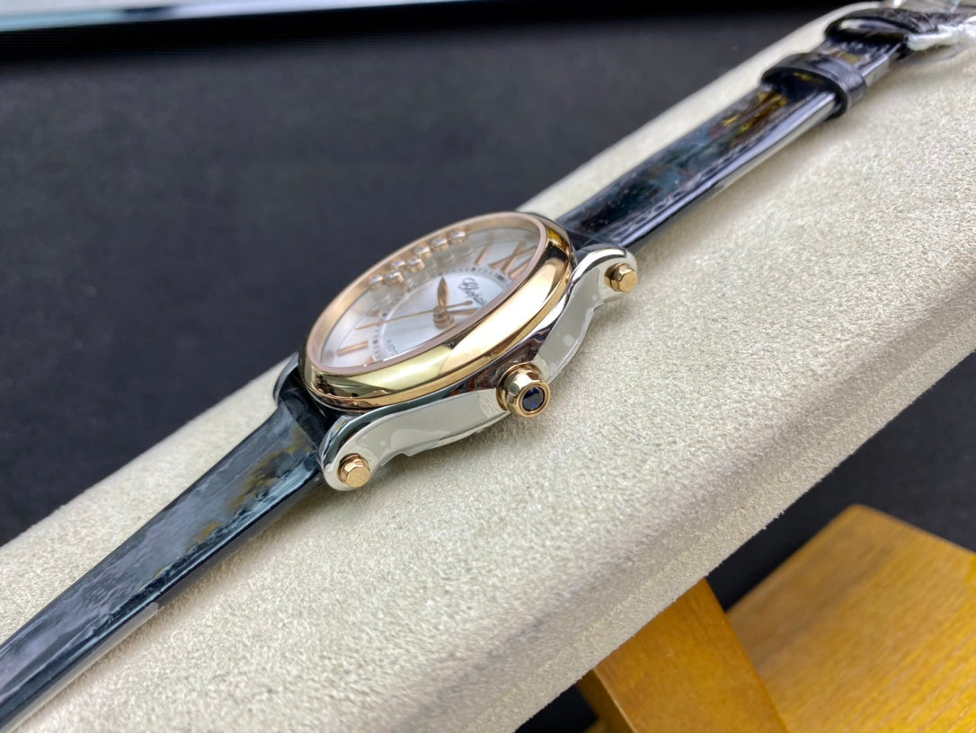 Happy Diamond 30mm Gold White Dial