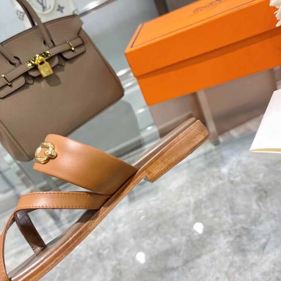 HM Claire Slippers Brown Cowhide 546092