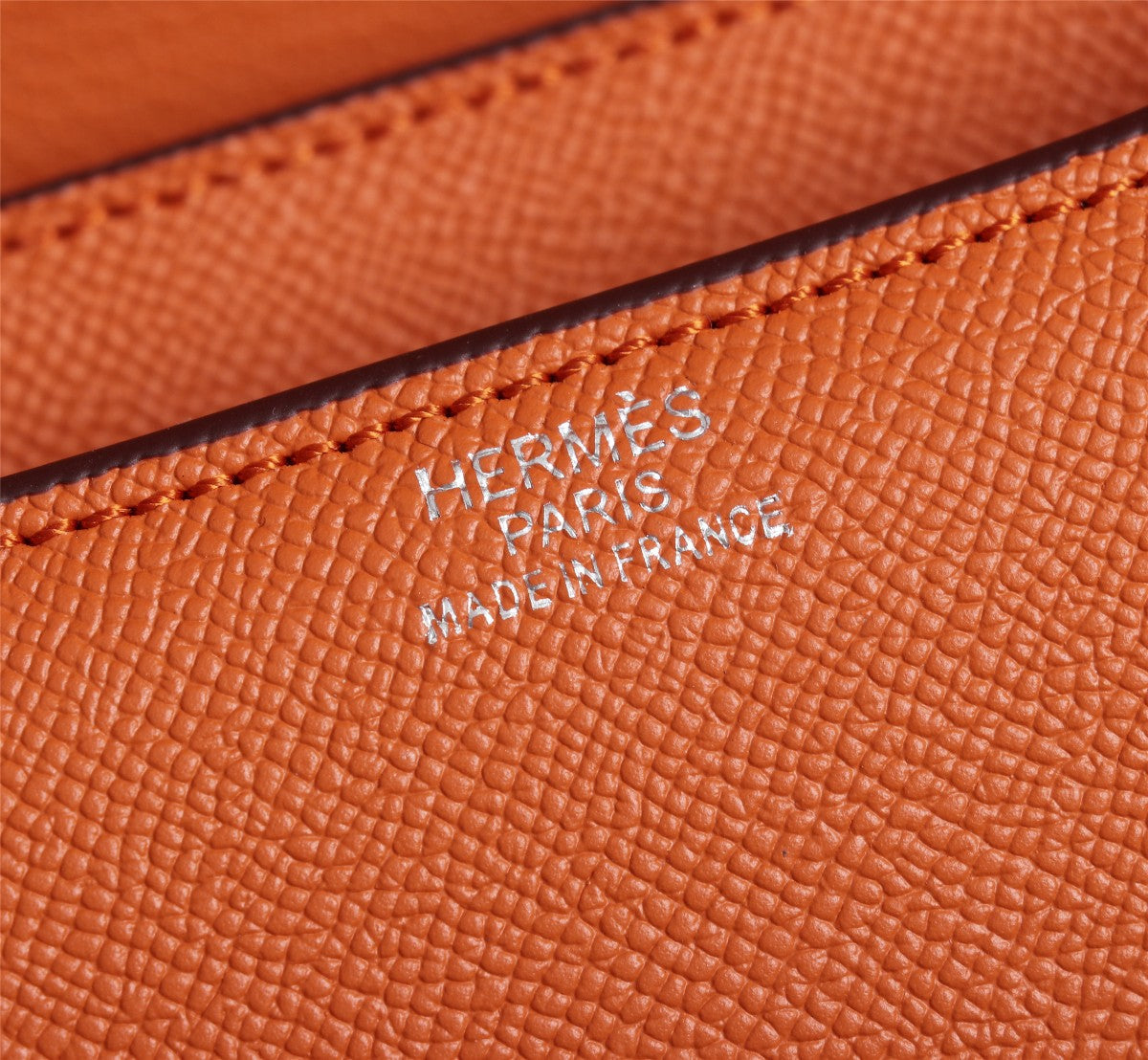 HM CONSTANCE BAGS 22 ORANGE EPSOM SILVER HARDWARE