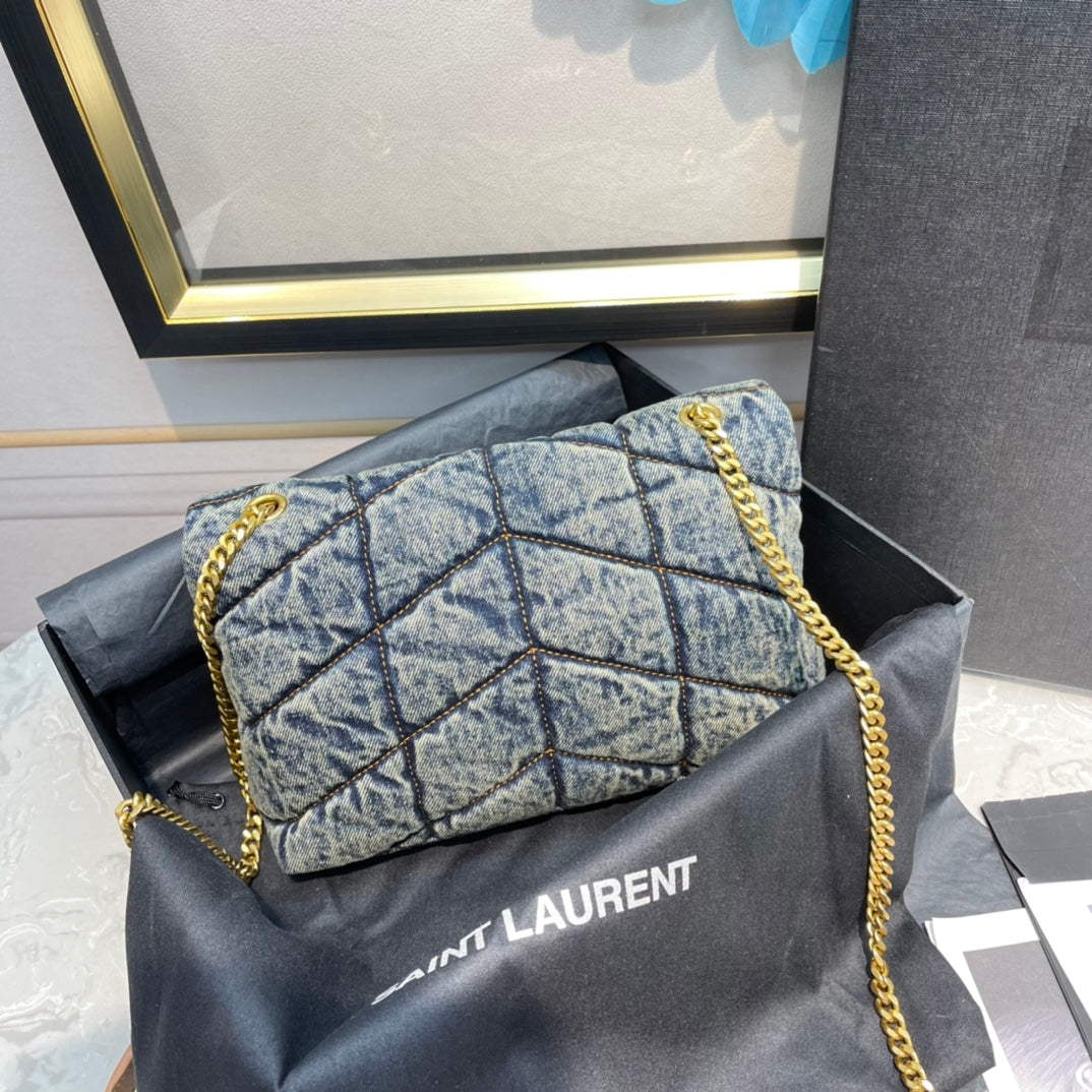 LOULOU PUFFER MINI 23 RODEO BLUE SUEDE DENIM
