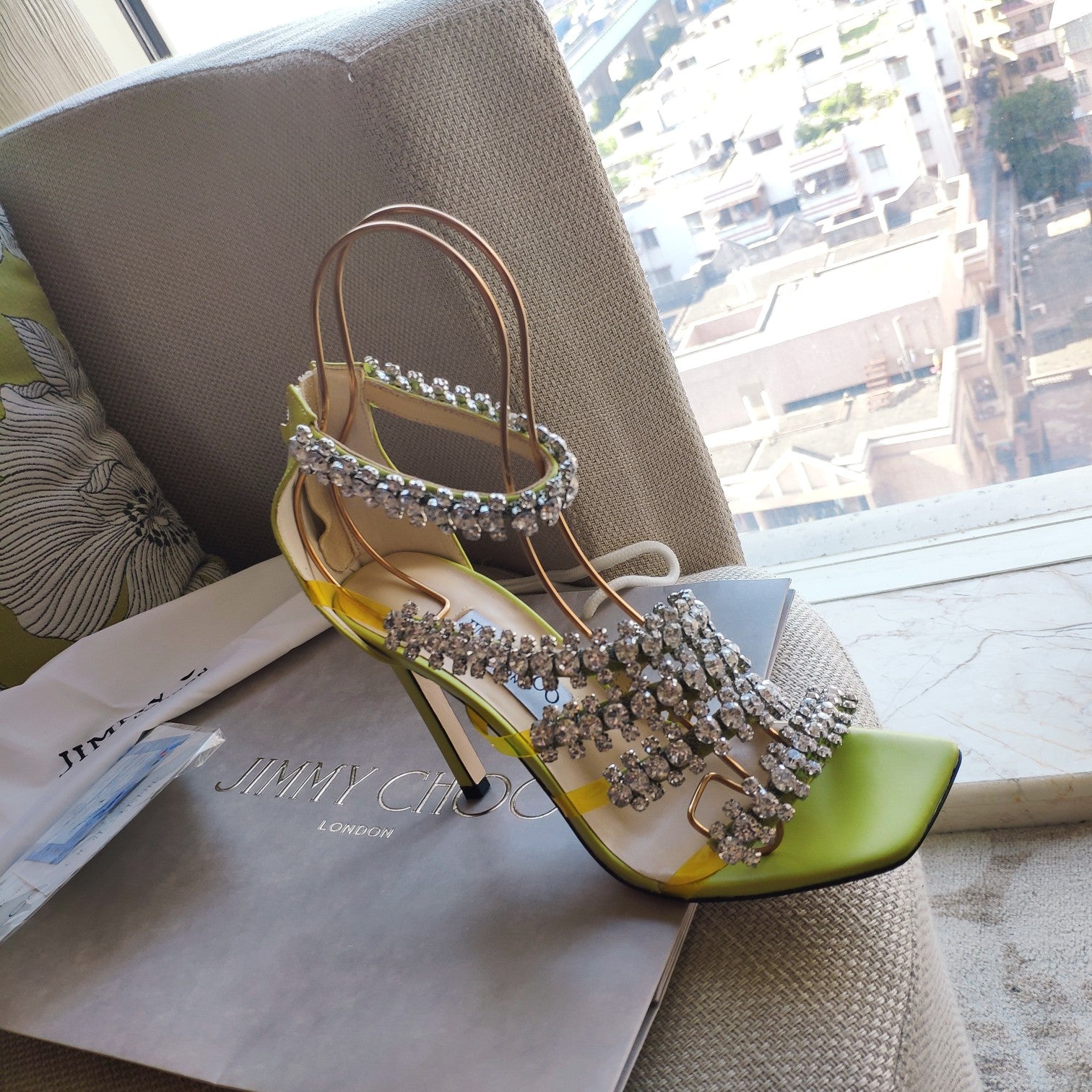 Jimmy 25 Josefine 100mm Sandals Lime Green Calfskin 240070
