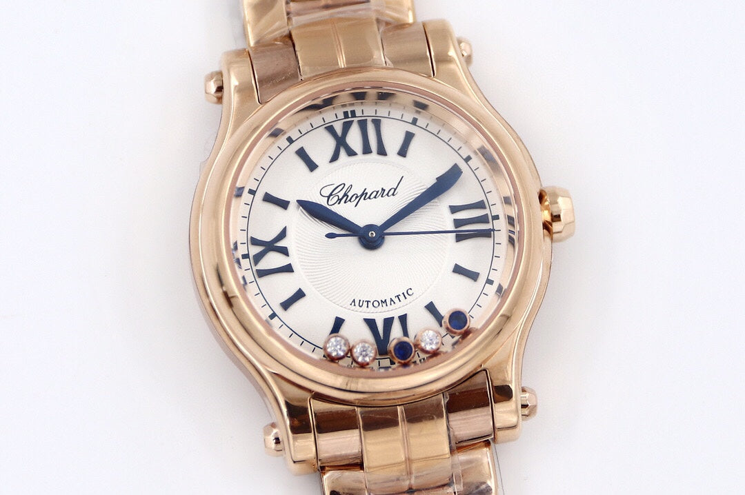 Happy Sport 36mm Pink Gold White Dial