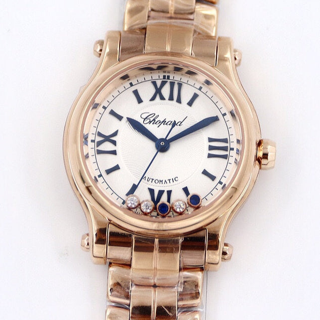 Happy Sport 36mm Pink Gold White Dial