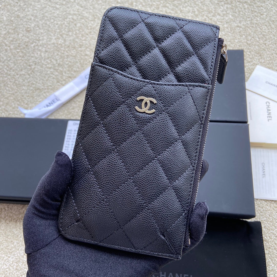 CC Classic Phone Pouch Black Caviar Sliver Steel 229651