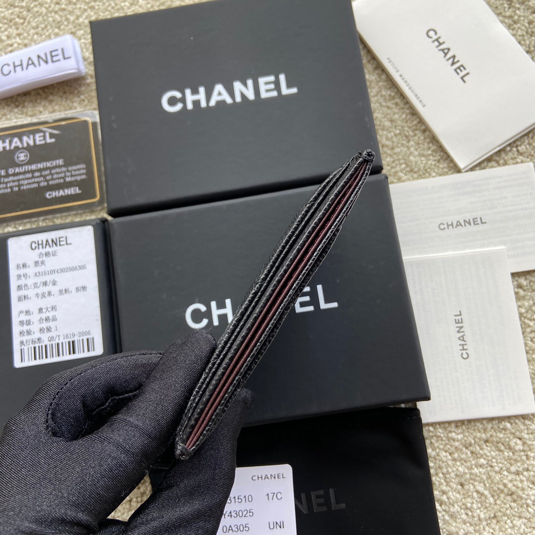 CC Classic Card Holder Black Caviar GHW 173998