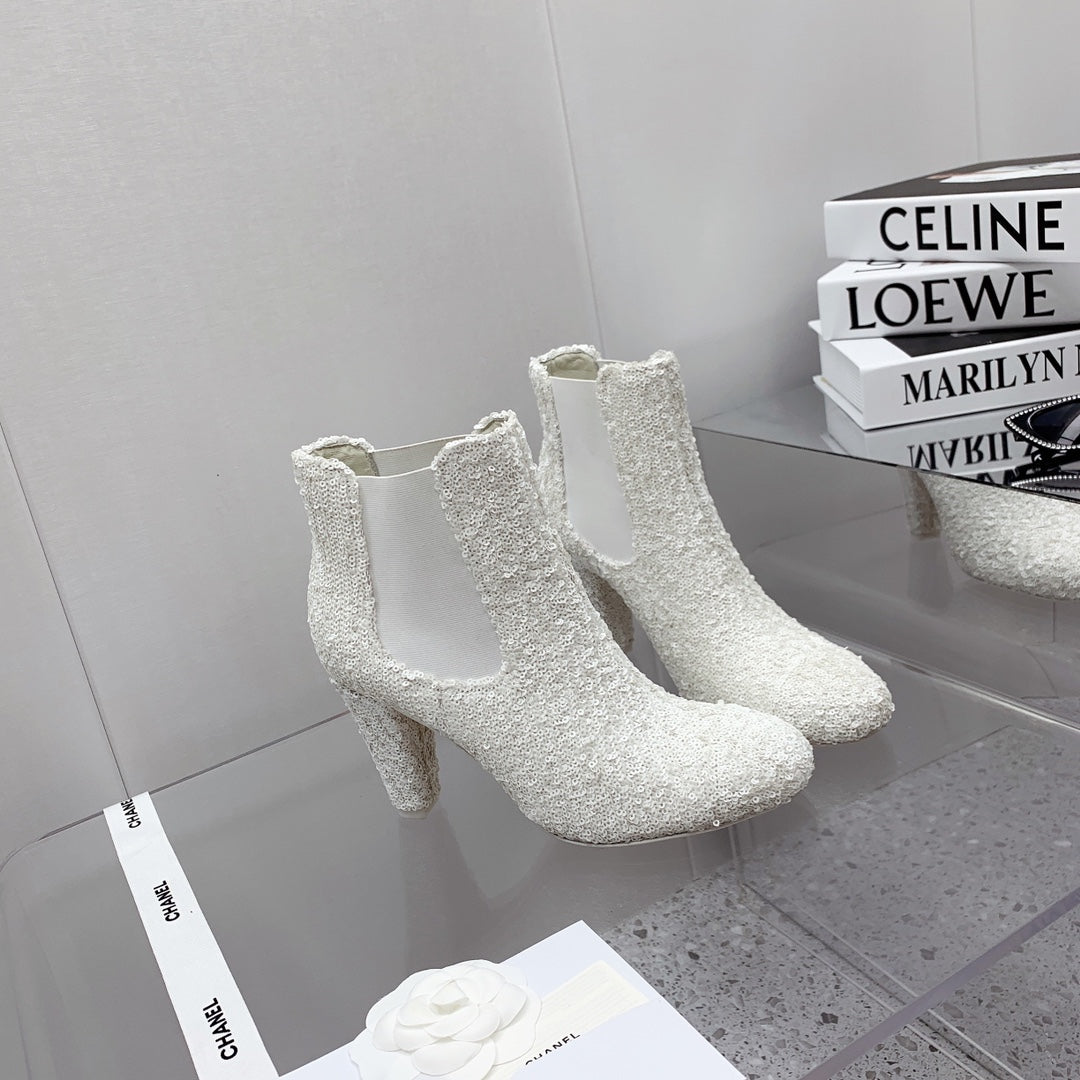 CC 26s Chelsea Boots 8cm White White Sequins 162835