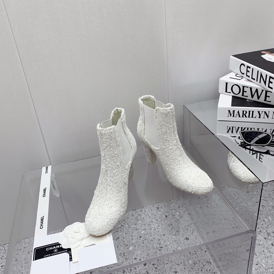 CC 26s Chelsea Boots 8cm White White Sequins 162835