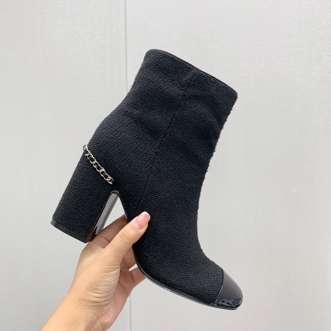 CC 26s Ankle Boots 8cm Black White Tweed 162842