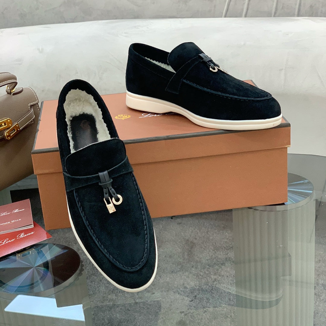 LP 26s Open Walk Loafers 2cm Black Suede GHW 110791