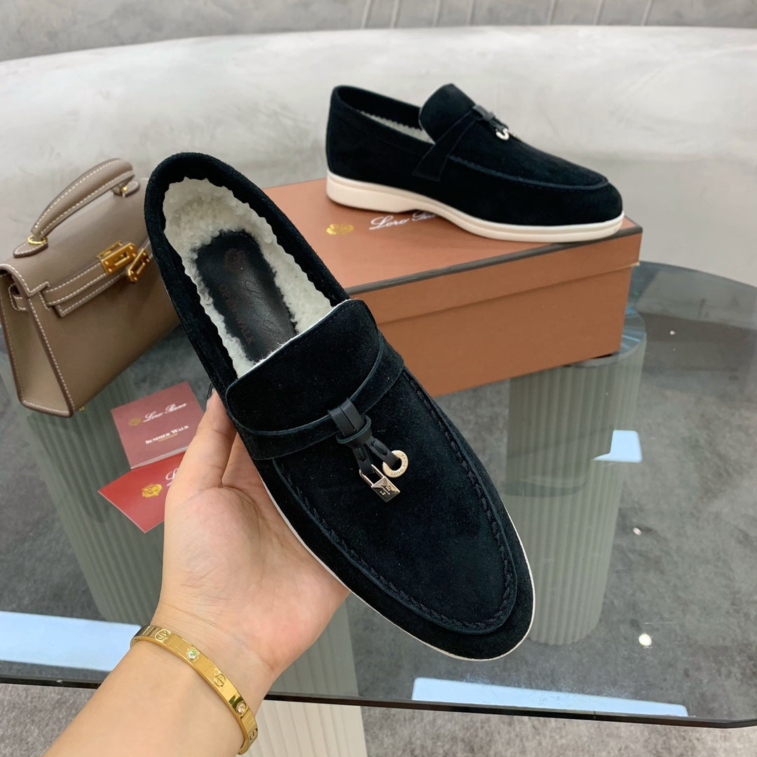 LP 26s Open Walk Loafers 2cm Black Suede GHW 110791