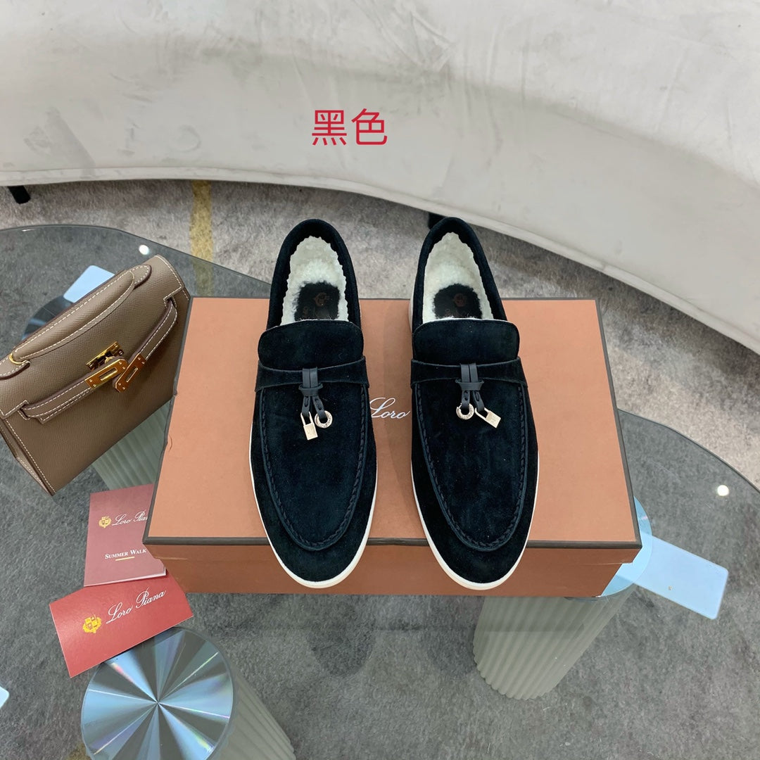 LP 26s Open Walk Loafers 2cm Black Suede GHW 110791