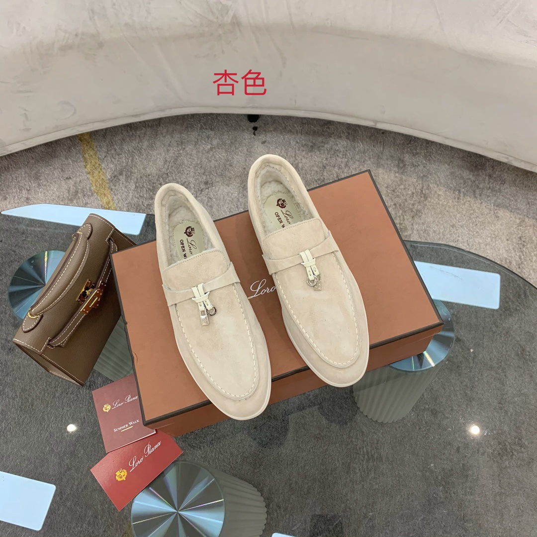 LP 26s Open Walk Loafers 2cm Stucco Suede Shearling SHW 110792
