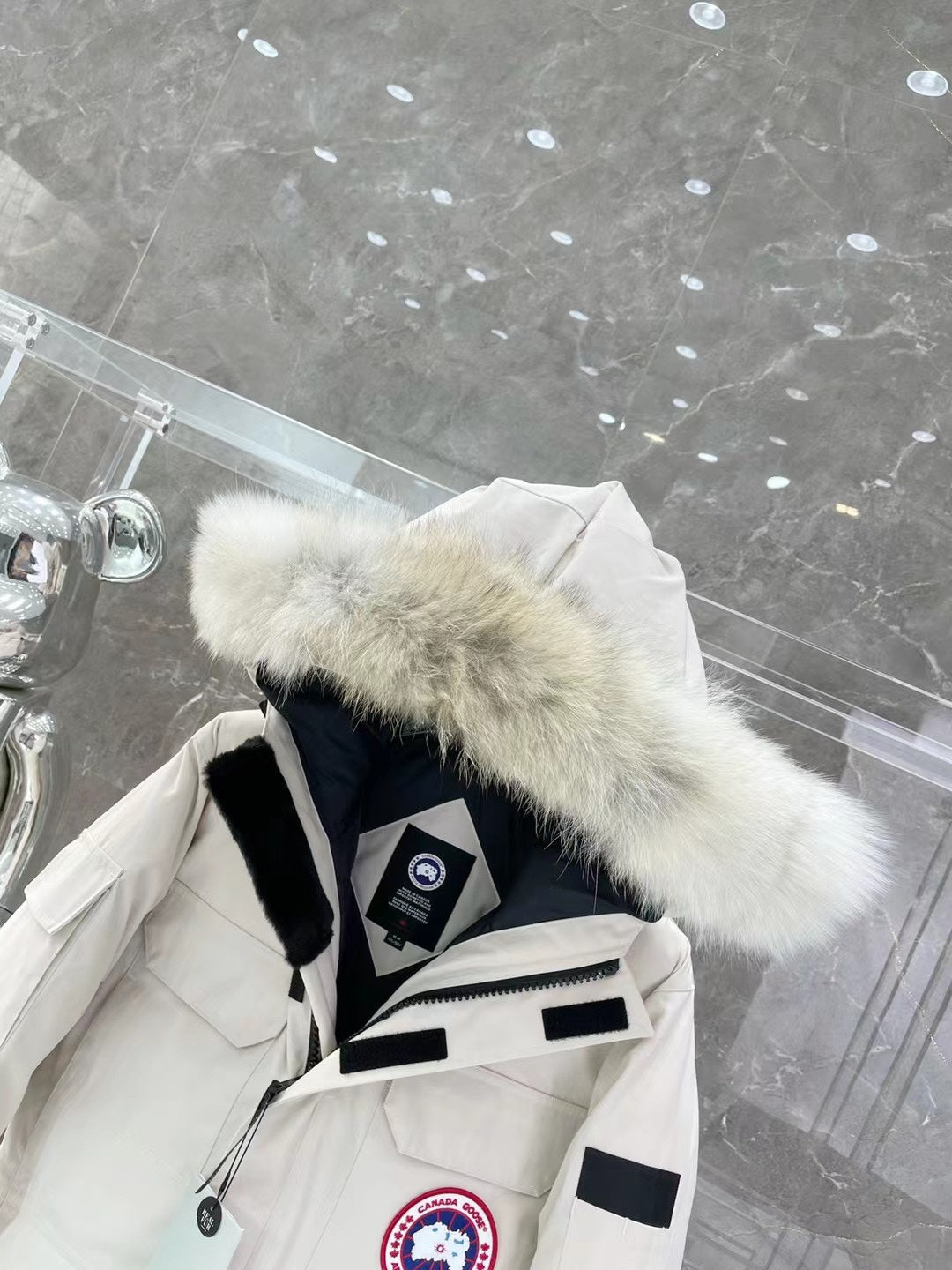 C. Goose Bomber Jacket White Polyester 0032