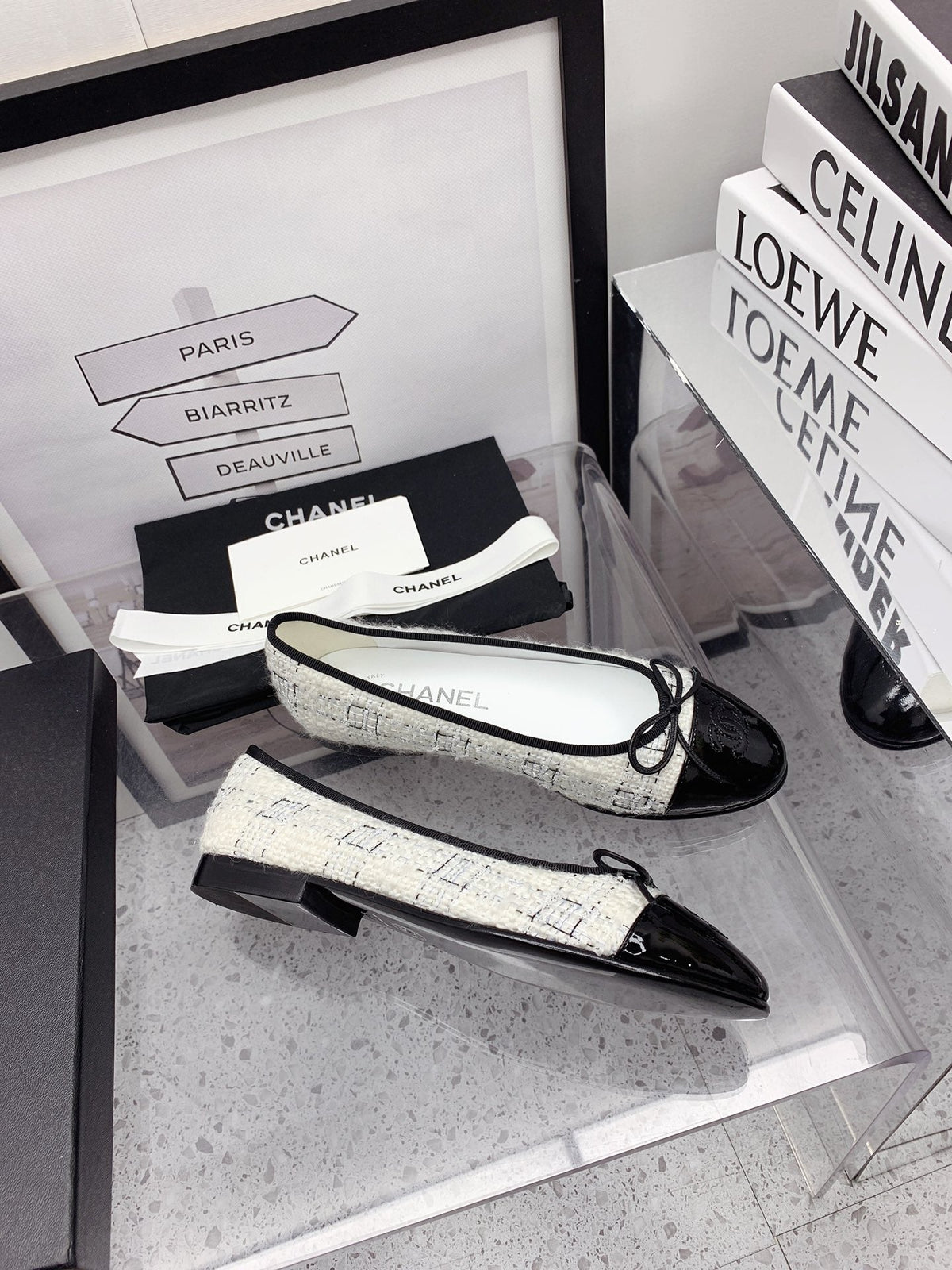 CC 2026 Logo Ballet Flats White Tweed 161610