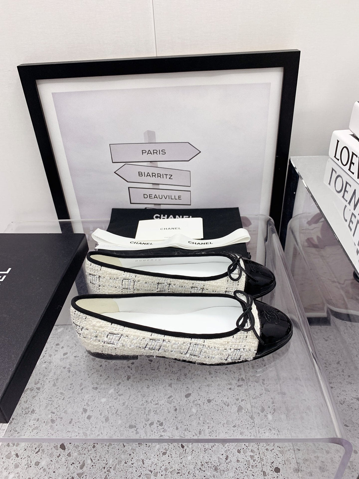 CC 2026 Logo Ballet Flats White Tweed 161610