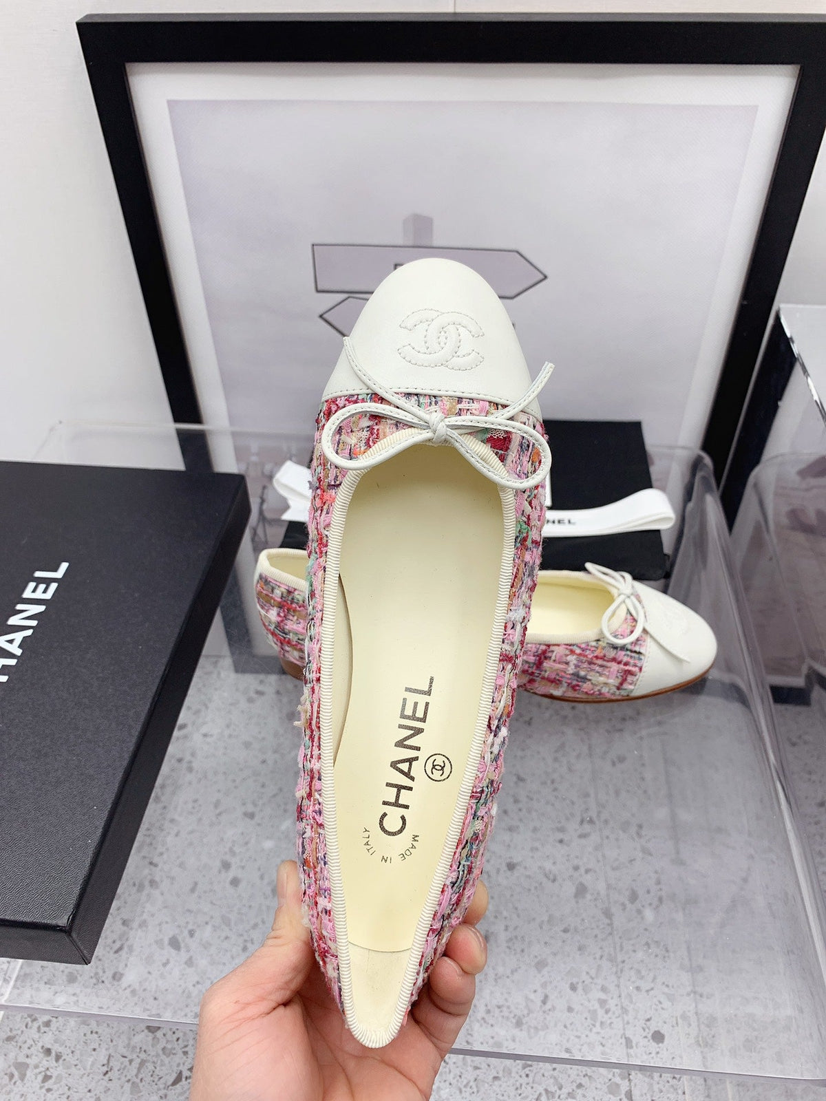CC 2026 Logo Ballet Flats Pink Tweed 161609