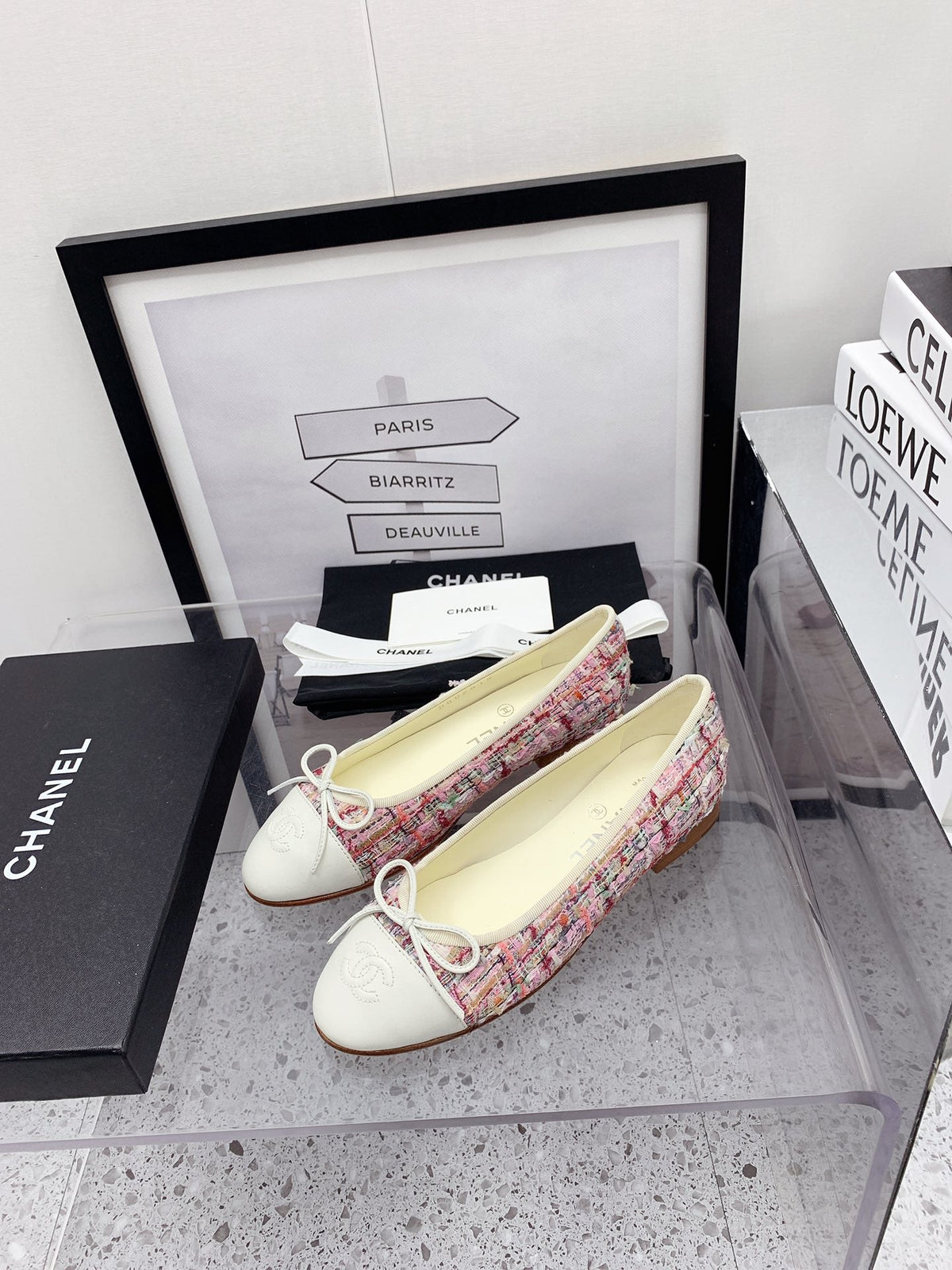 CC 2026 Logo Ballet Flats Pink Tweed 161609