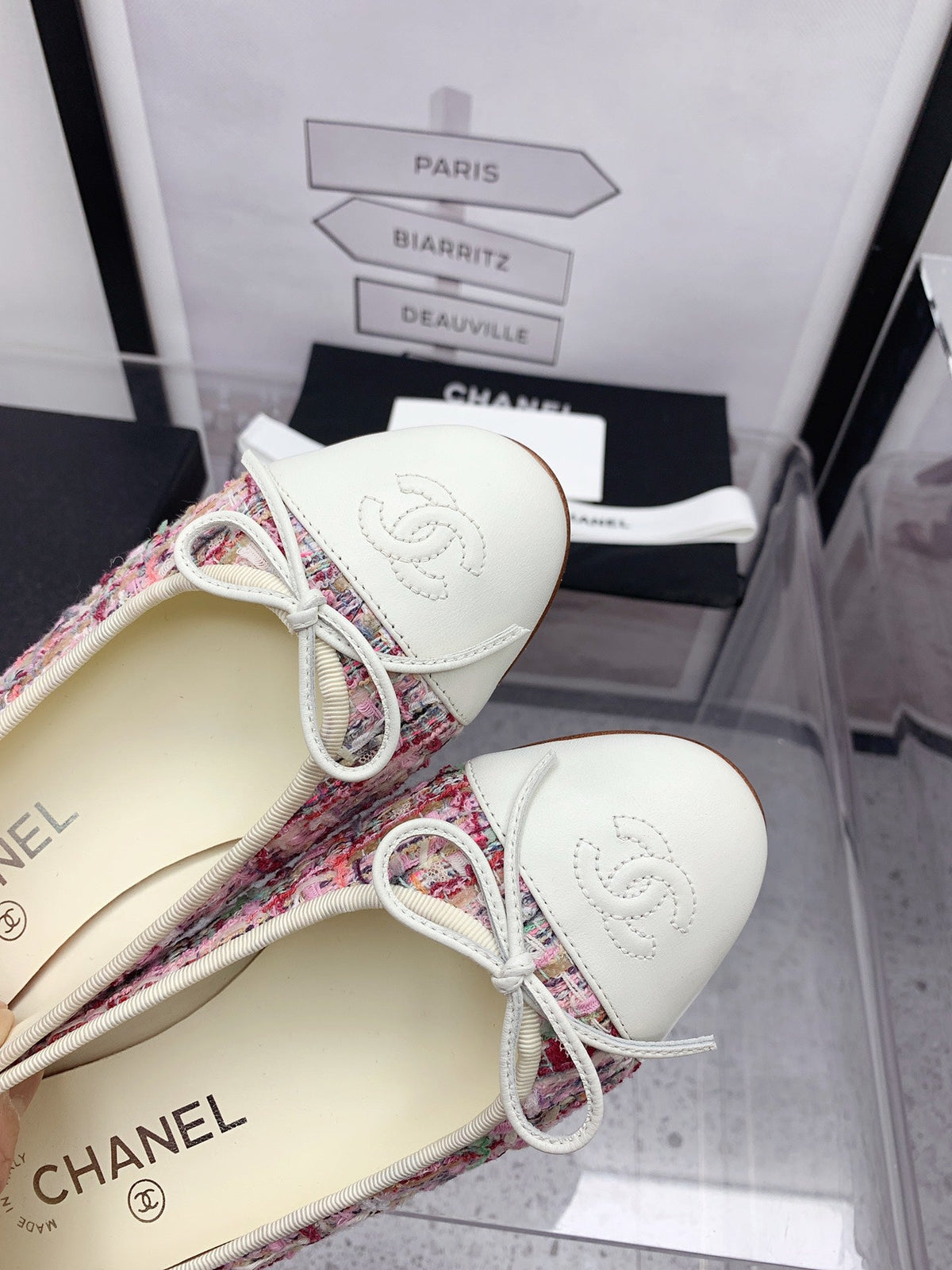 CC 2026 Logo Ballet Flats Pink Tweed 161609