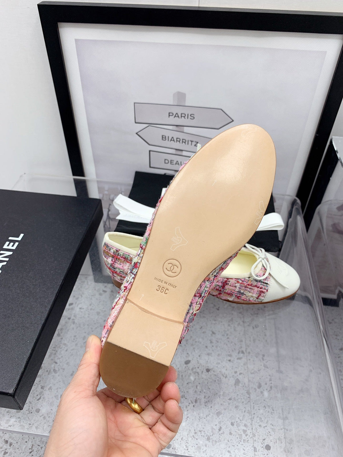 CC 2026 Logo Ballet Flats Pink Tweed 161609