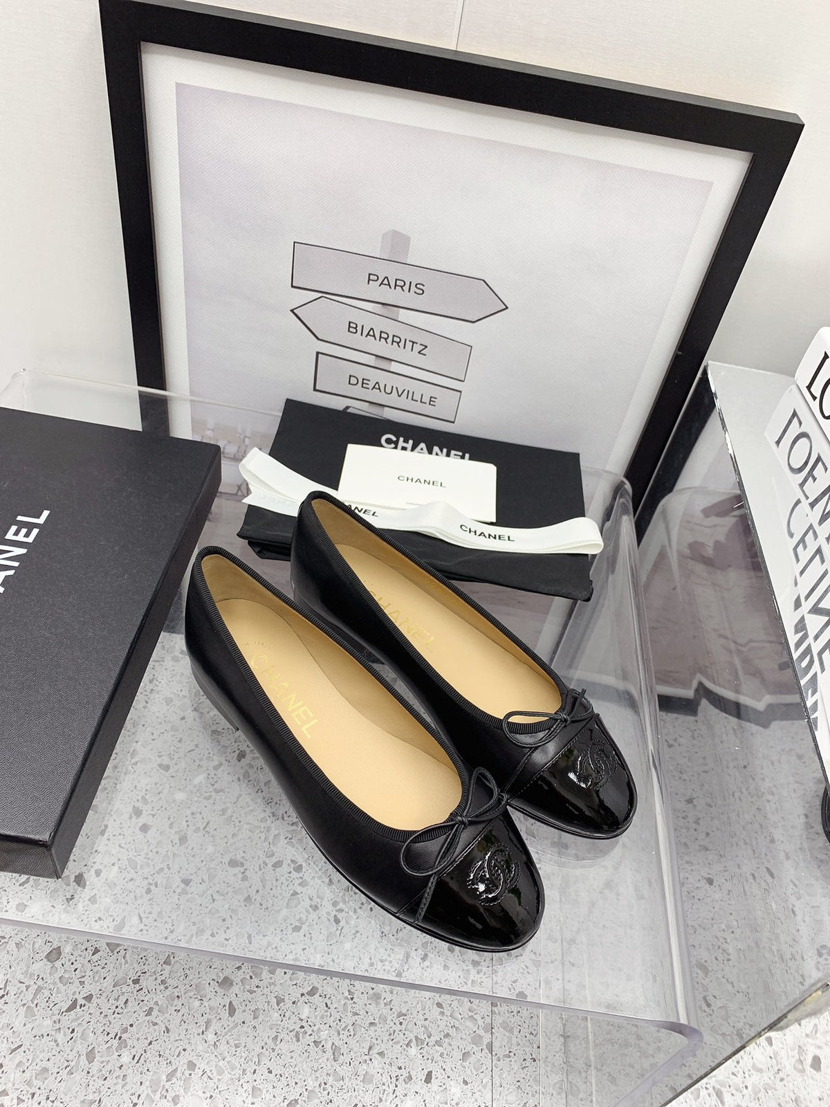 CC 2026 Logo Ballet Flats Black Leather 161608