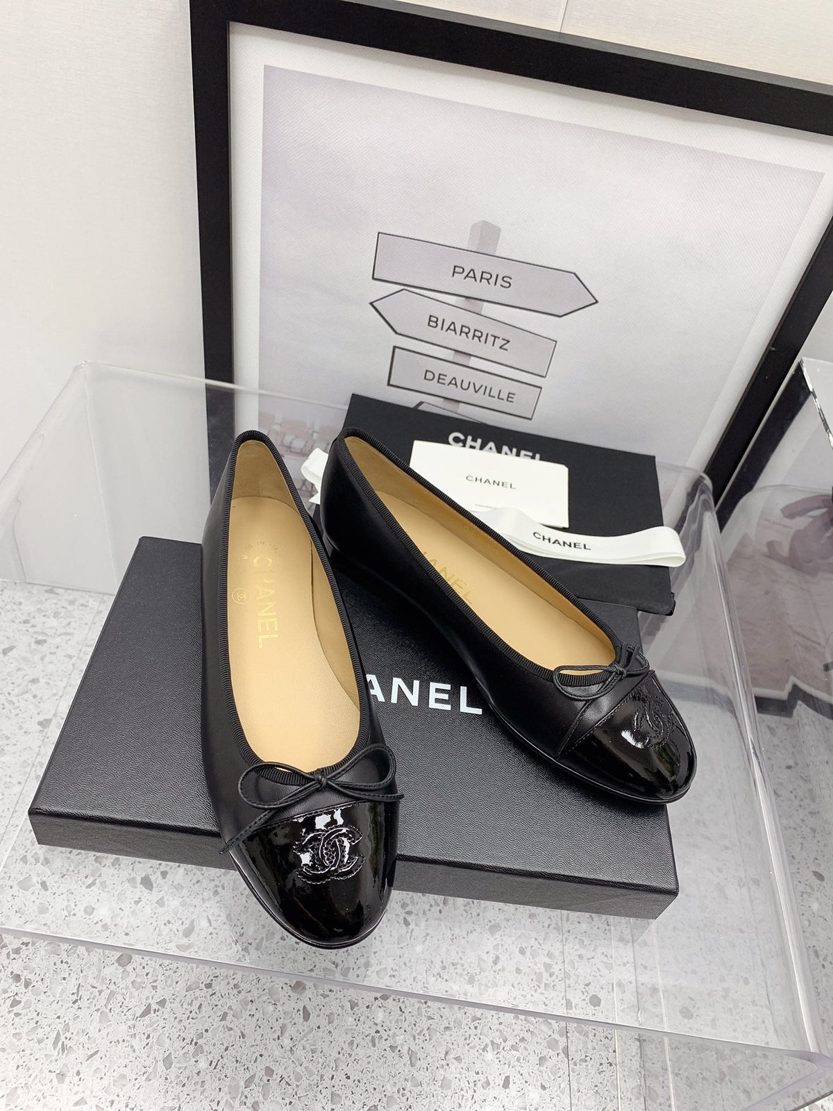 CC 2026 Logo Ballet Flats Black Leather 161608