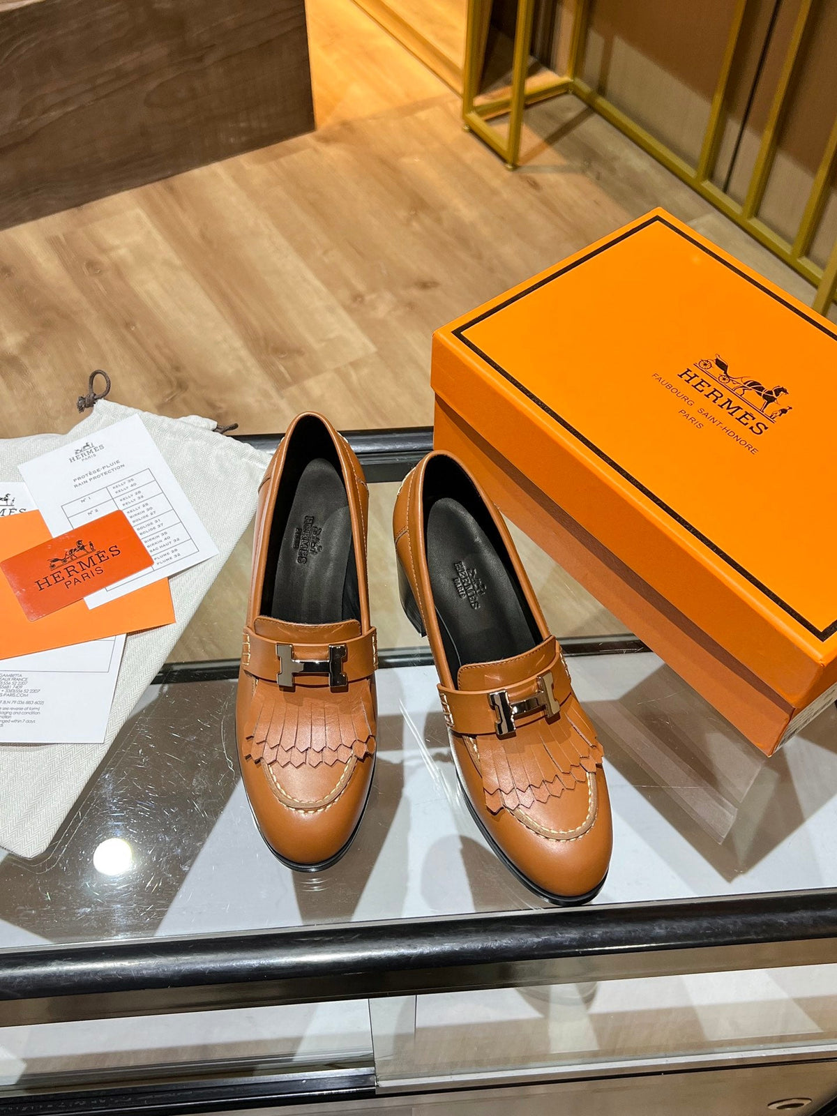 HM 26s Elysee Loafers 7cm Tan Leather 149083