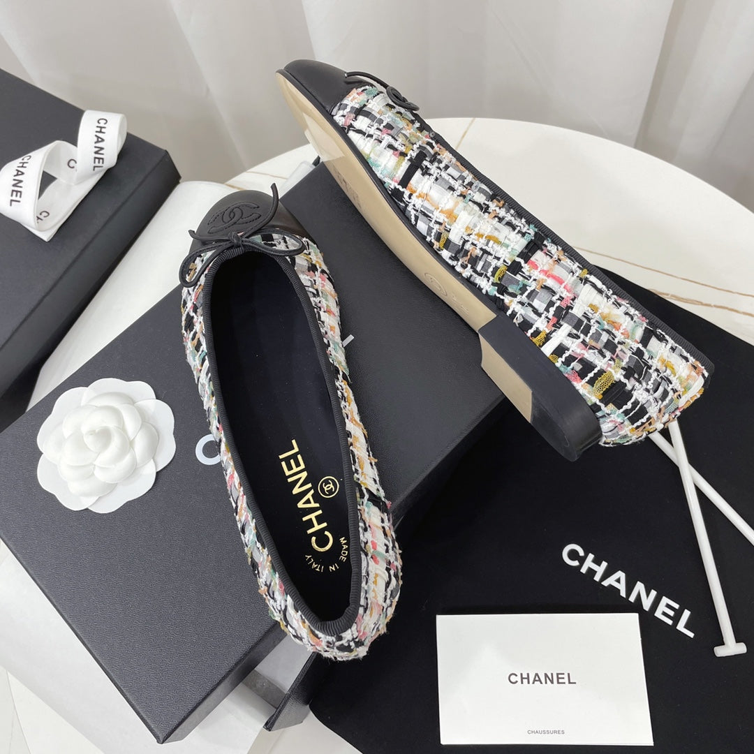 CC 26s Ballet Flat Black Colorful Tweed Leather 944420