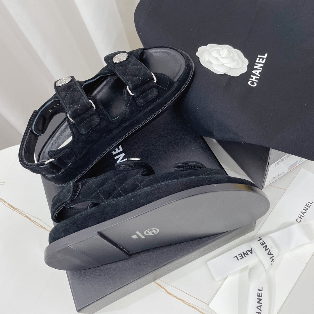 CC Dad Sandal Black Suede Leather 742947