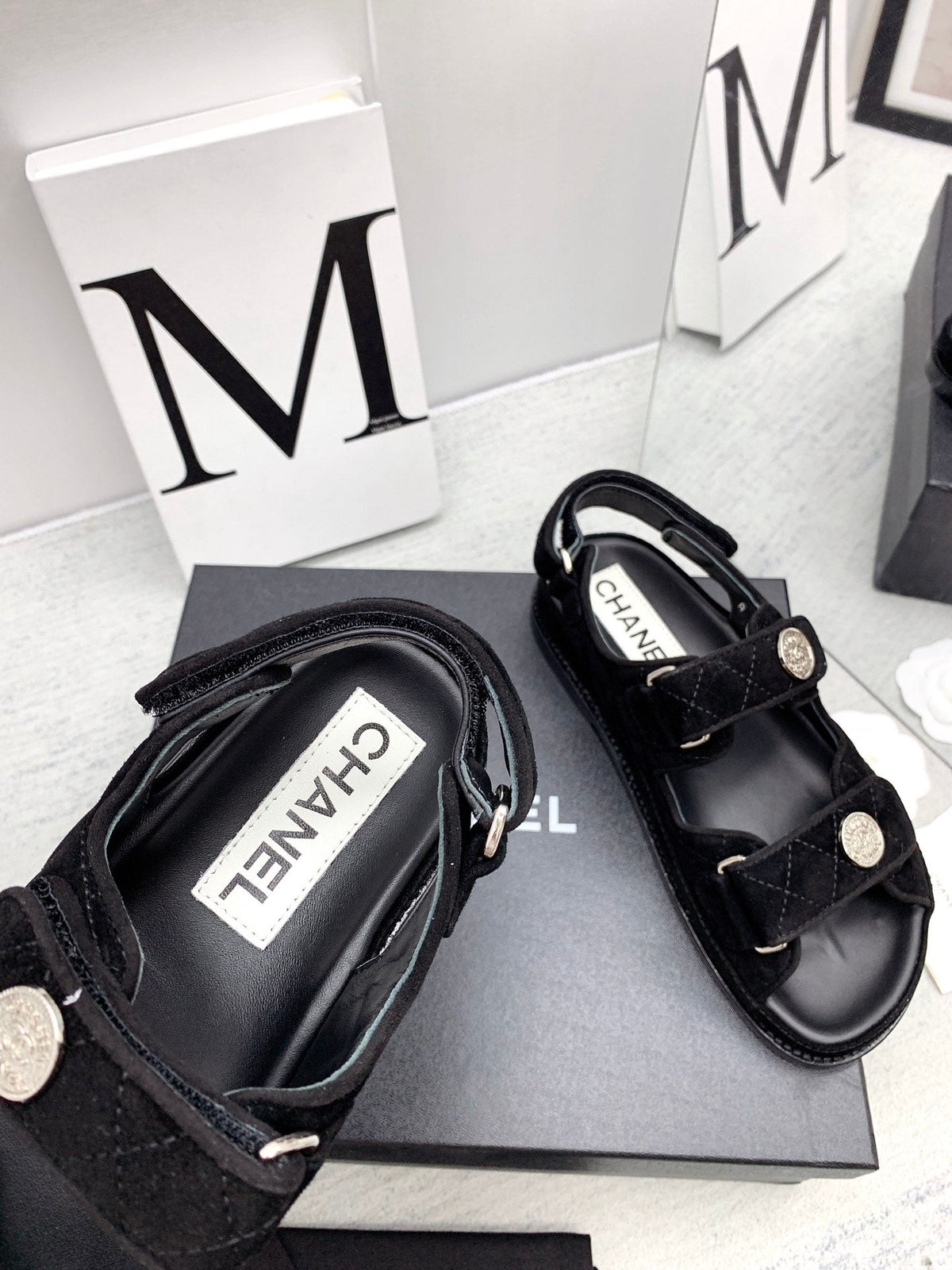 CC 2026 Logo Dad Sandals Black Suede 161744