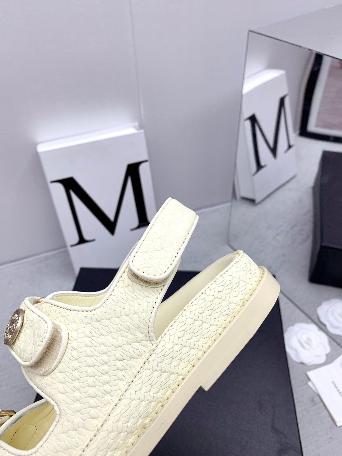 CC 2026 Logo Dad Sandals Cream Leather 161745