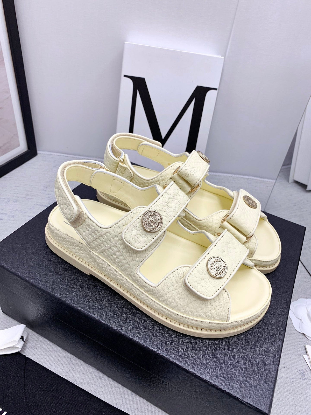 CC 2026 Logo Dad Sandals Cream Leather 161745