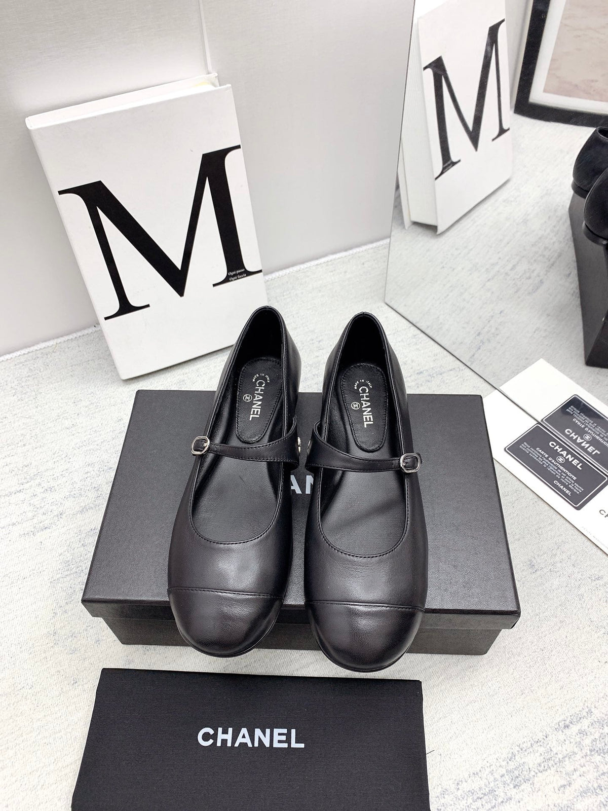CC 2026 Logo Mary Jane Ballet Flats Black Leather 161752