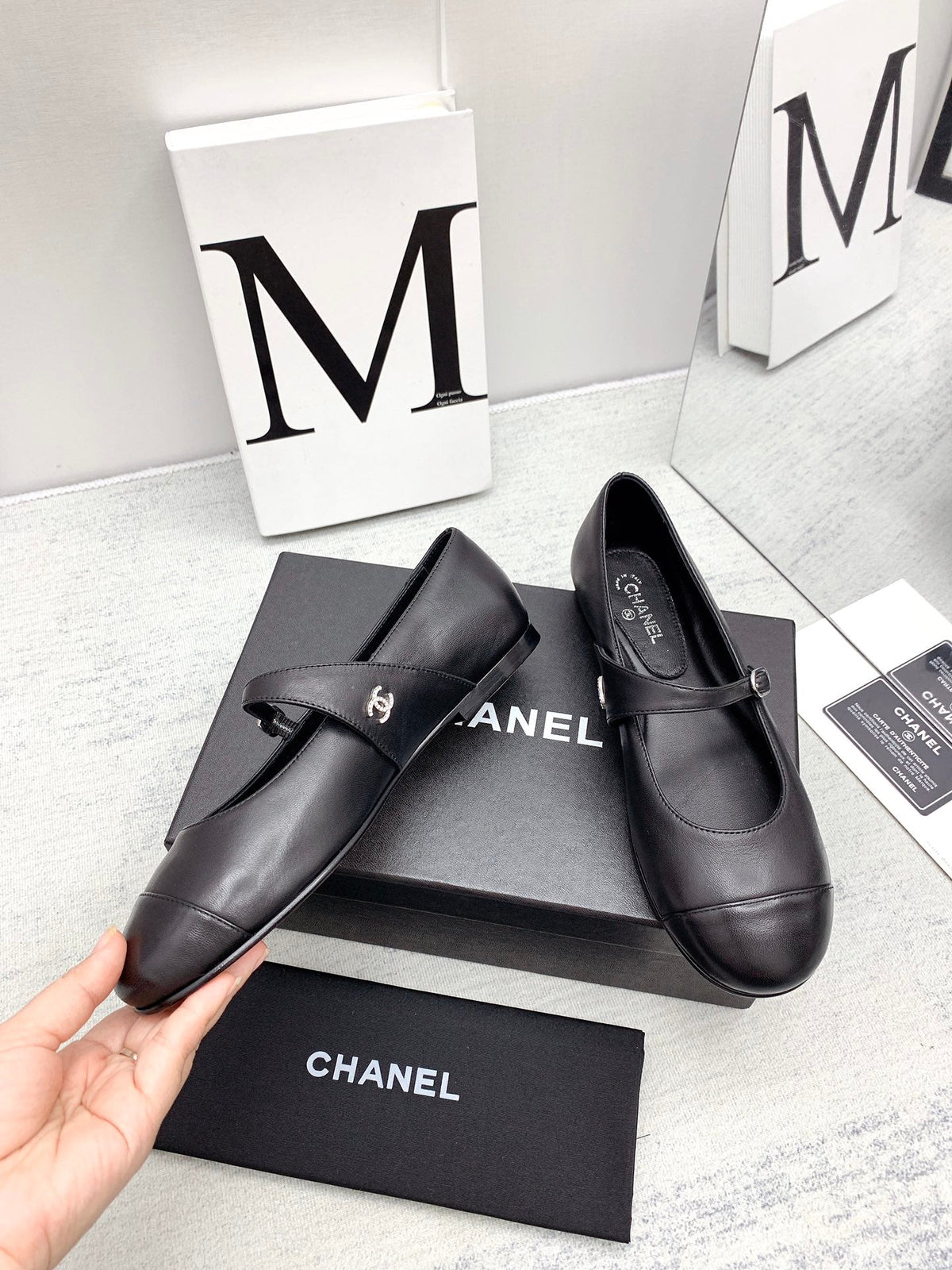 CC 2026 Logo Mary Jane Ballet Flats Black Leather 161752
